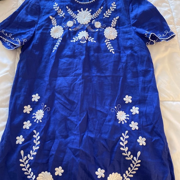 Zara Royal Blue Dress with White Stitching - Picture 10 of 10